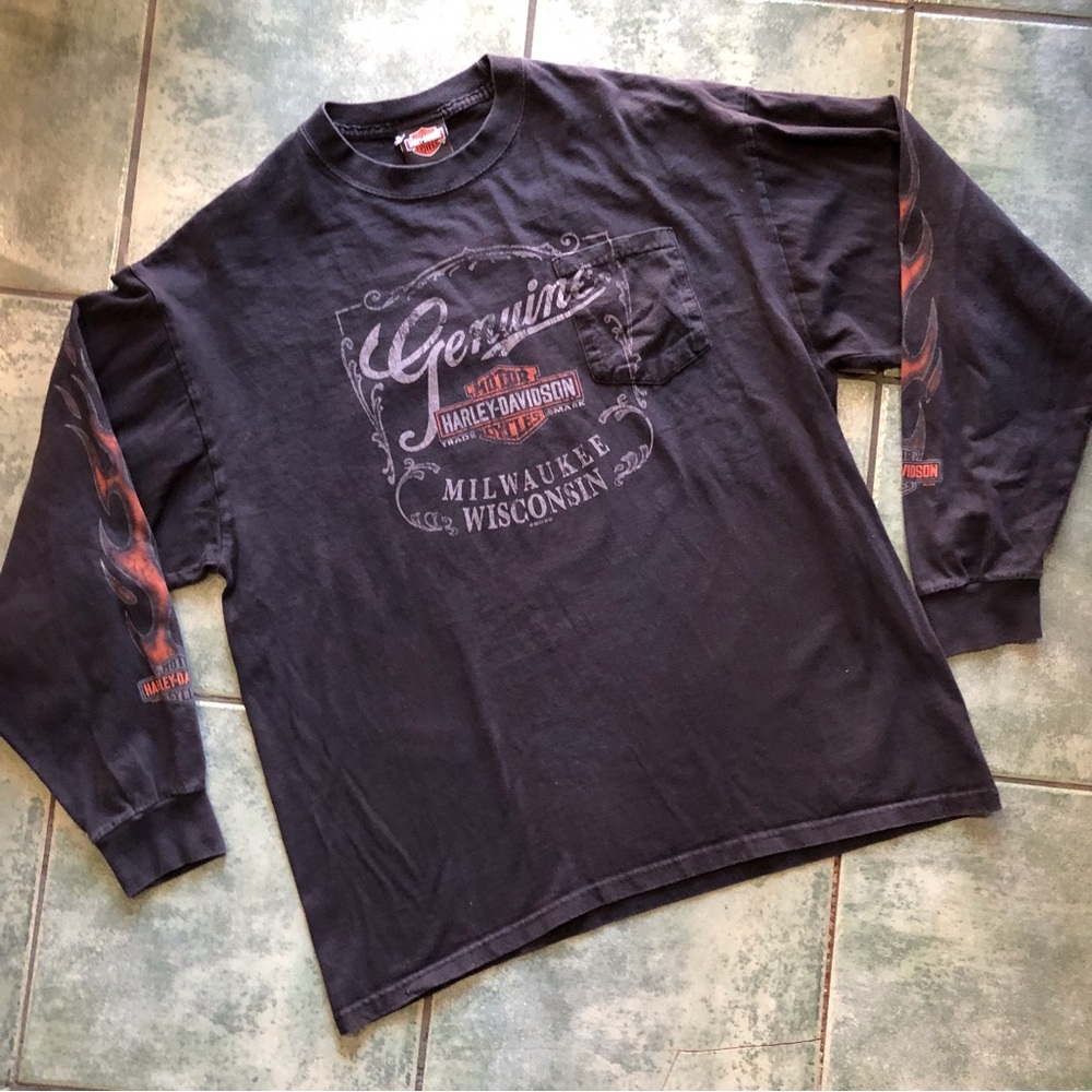 Y2K 2011 Mens Harley Davidson Milwaukee Wisconsin Long Sleeve Biker Shirt